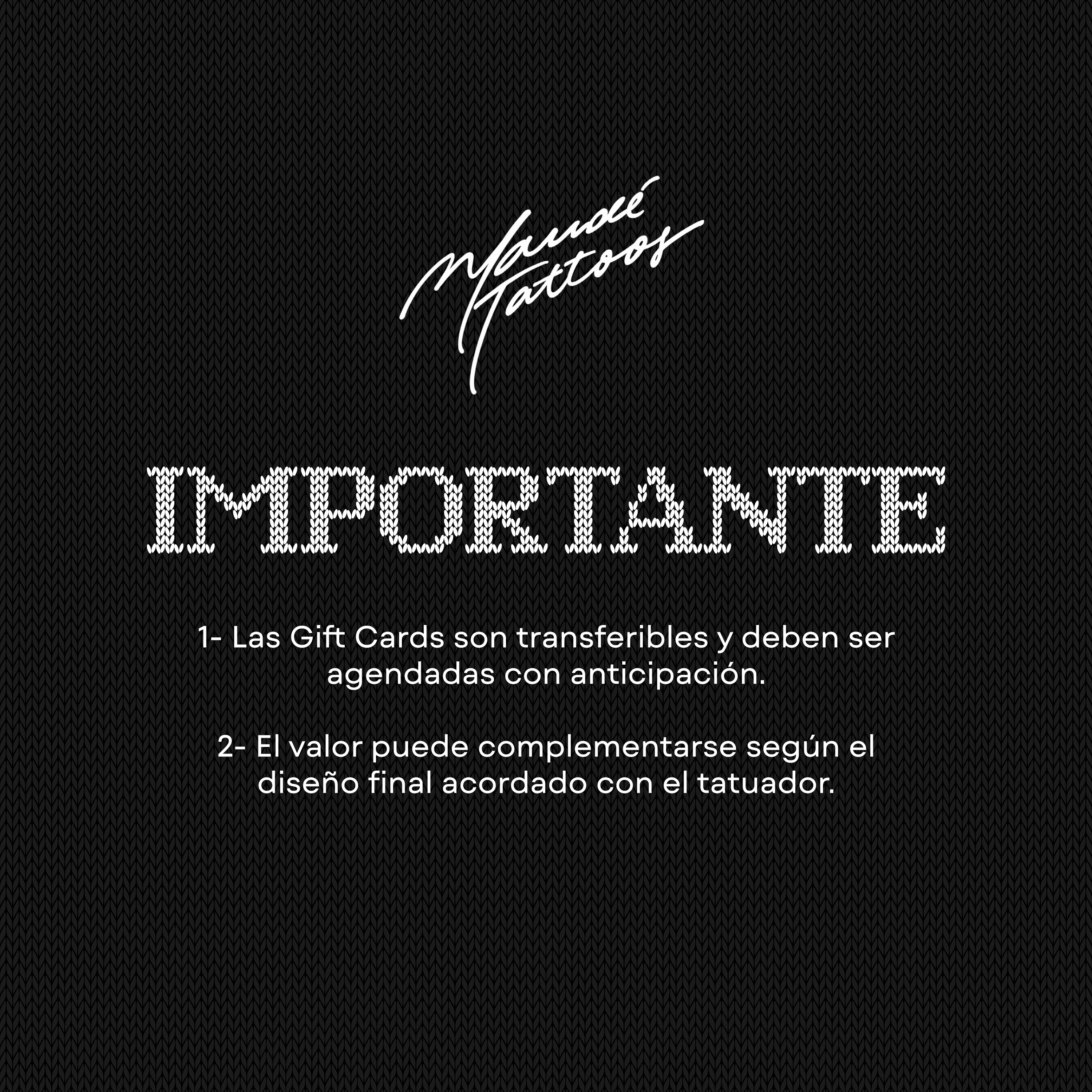Gift Card Sesión de Tattoo